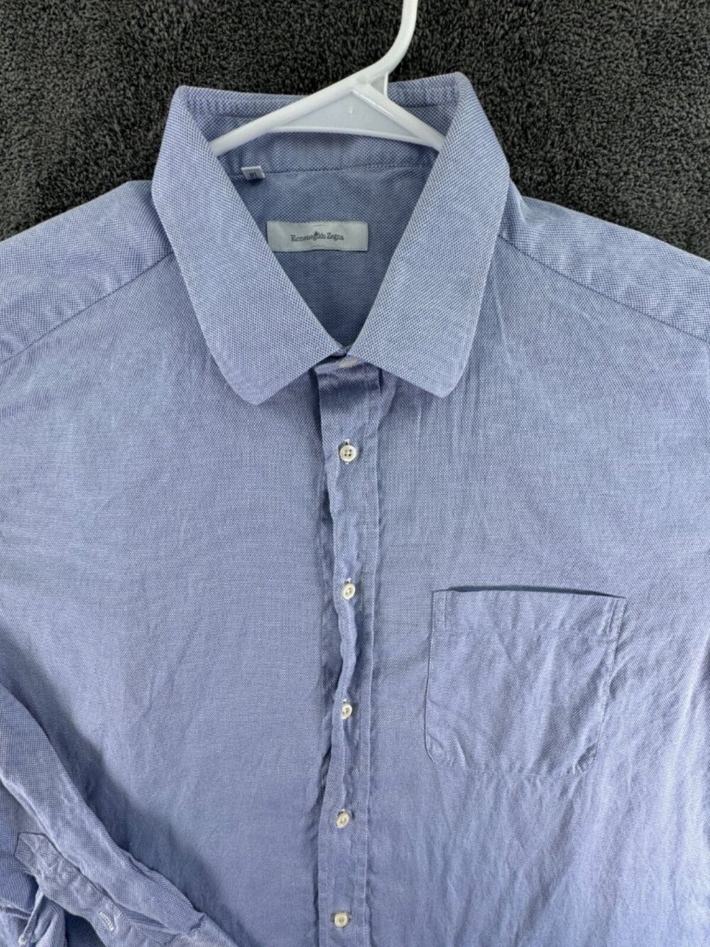Ermenegildo Zegna Men’s Long Sleeve Button Up Shirt Blue Size 46 18 Cotton Adult
